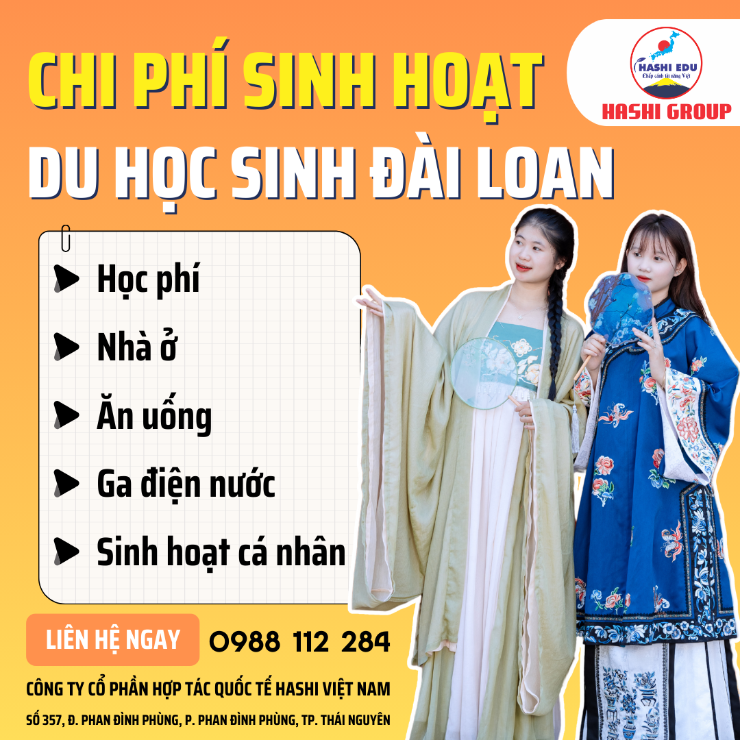 CHI PHÍ SINH HOẠT CỦA DU HỌC SINH ĐÀI LOAN