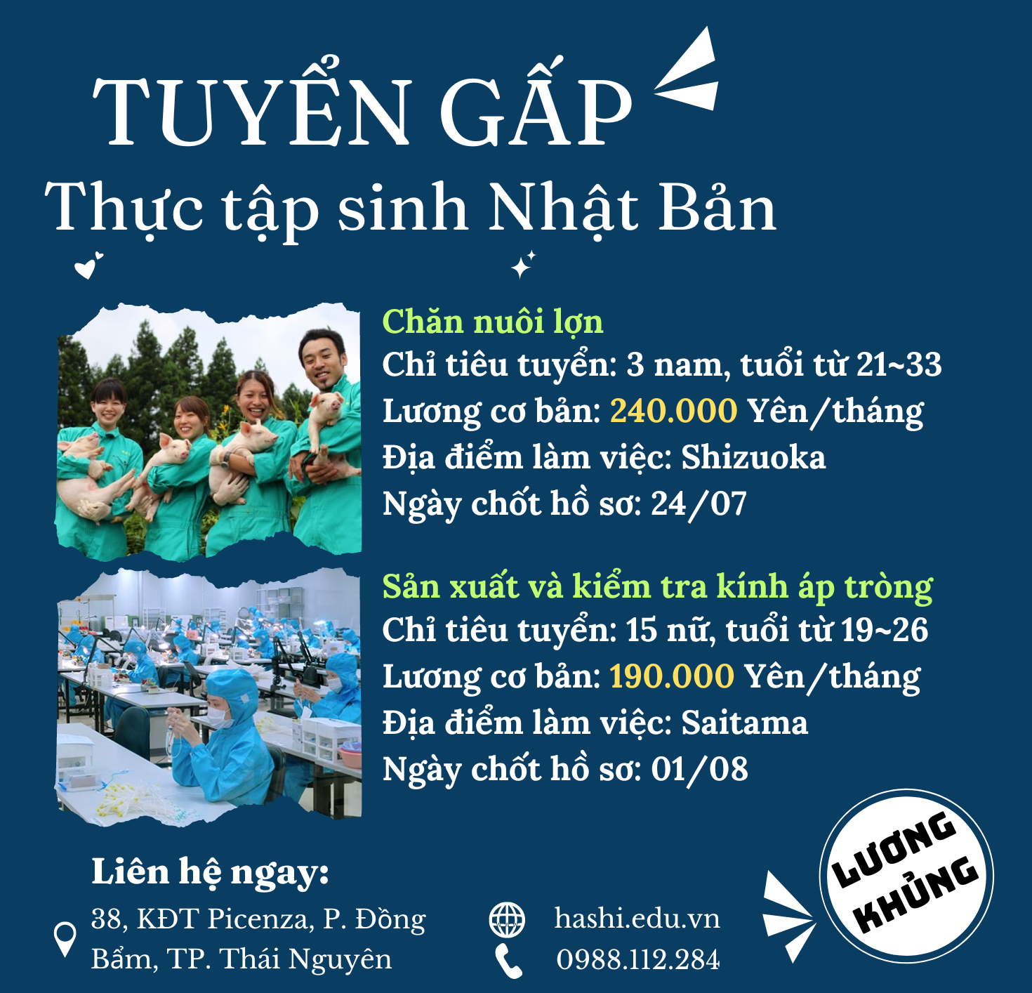 TUYỂN GẤP ĐƠN HÀNG CHĂN NUÔI LỢN VÀ SẢN XUẤT KÍNH ÁP TRÒNG